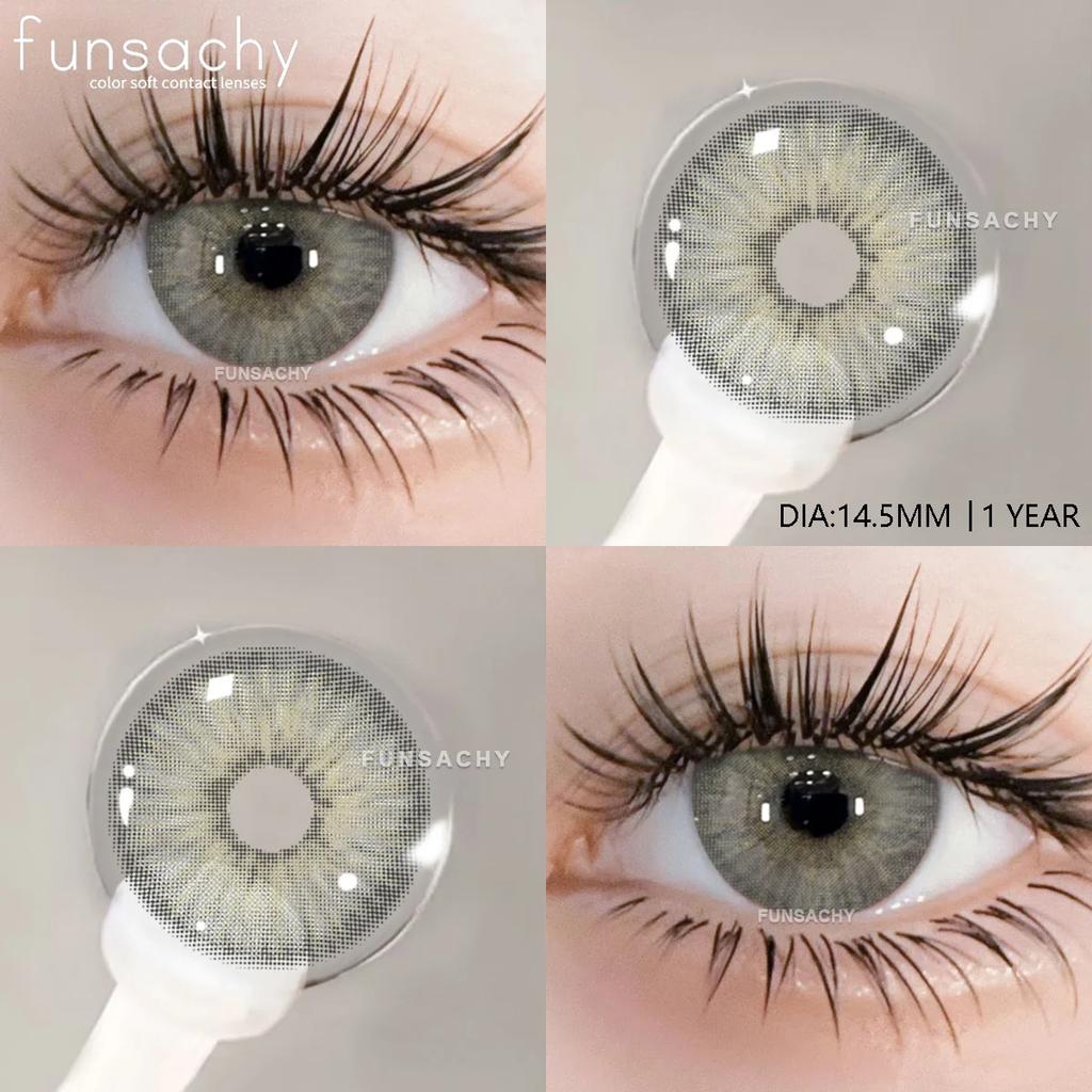 FUNSACHY 1 пара корейских линз, цветные контактные линзы, натуральные линзы для глаз, мягкие голубые линзы для зрачков, новые коричневые косметические средства, годовая цена