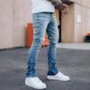 Foot Open Zipper High Quality 4 Color Water Ripped Jeans Men'S Straight Trousers