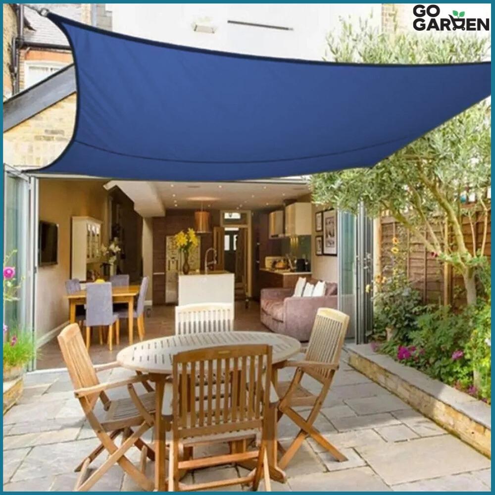 Sunshade sail for the garden, waterproof UV material, navy blue 3x5