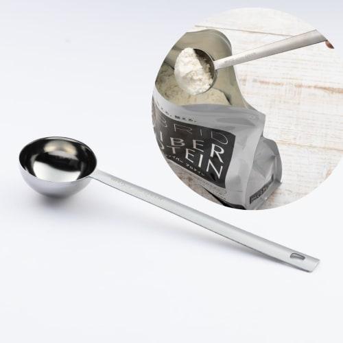 Long protein measuring spoon (stainless steel) that won't get buried in powder!
