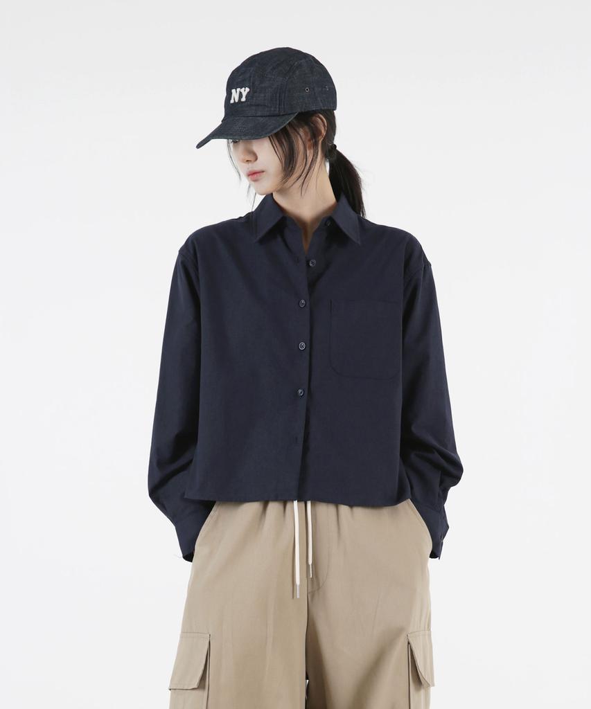 UMM Women'S Oxford Crop Long Sleeve Shirt 5 Colors