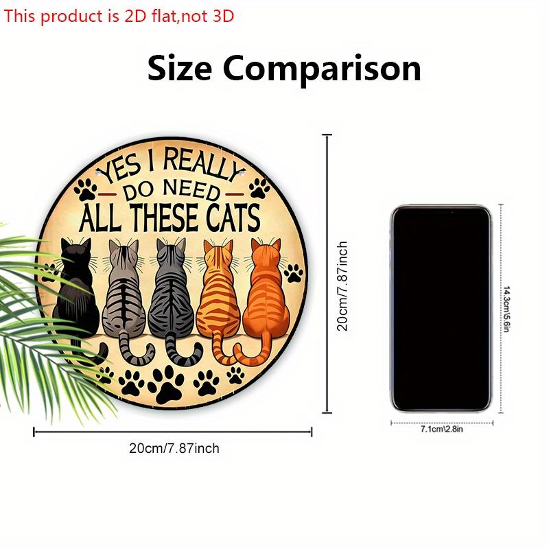 2D Плоская Деревянная Табличка в Деревенском Стиле с Кошачьей Тематикой, Очаровательная Декоративная Табличка для Питомца с Восхитительным Дизайном с Кошачьим Узором, Идеально Подходит для Декора Входной Двери