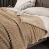 Grey Striped Blanket Thickened Milk Velvet Soft Bedspread Warm For Office Sofa Bed Household Car Air Conditioning Chair Blanket