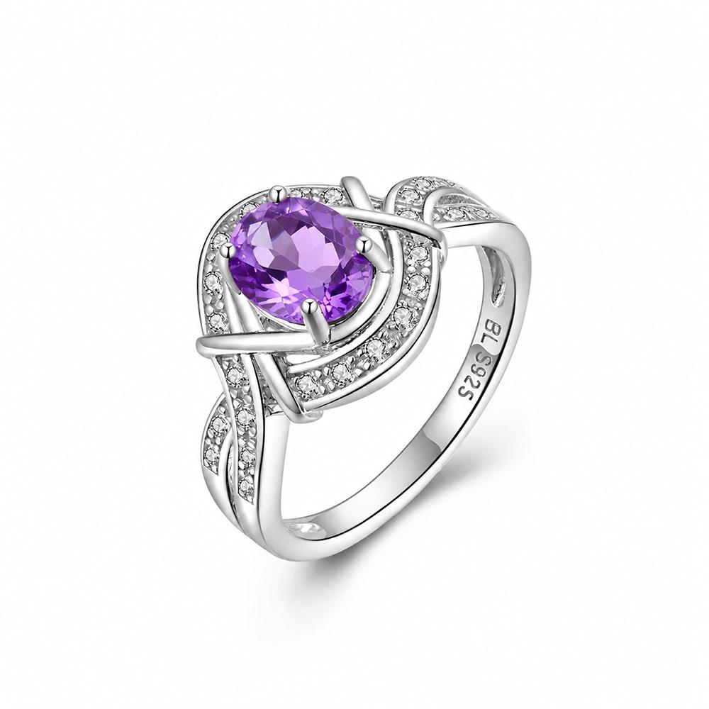 Elegant 925 Sterling Silver Ring With Natural Africa Amethyst Gemstone Fine Jewelry For Women Banquet Party Gift