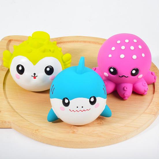 Морское Животное Игрушка для Собак Латексный Пищащий Осьминог Игрушка-Жевалка для Собак Плавающий Акула Игрушка-Рыба-Фугу для Собак Игра в Апорт