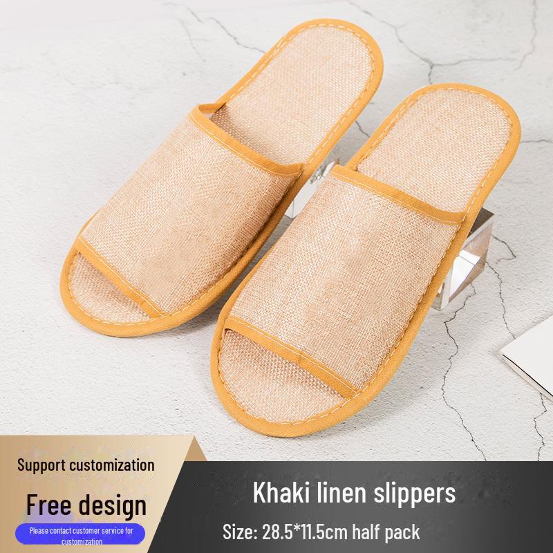Четырехсезонные нескользящие тапочки из хлопка и льна для отелей и салонов красоты
