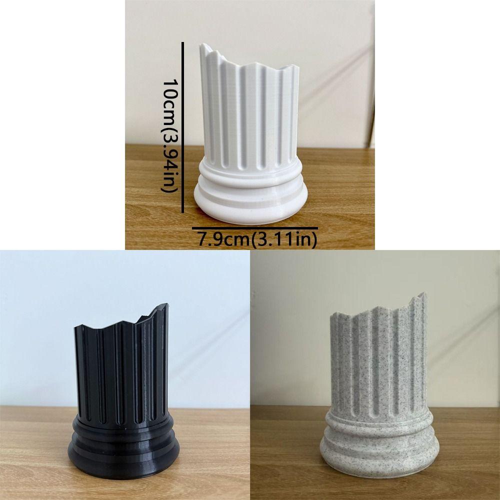 Ancient Greek Style Makeup Brush Storage Stone Pillar Pen Container Pencil Holder Office Decor