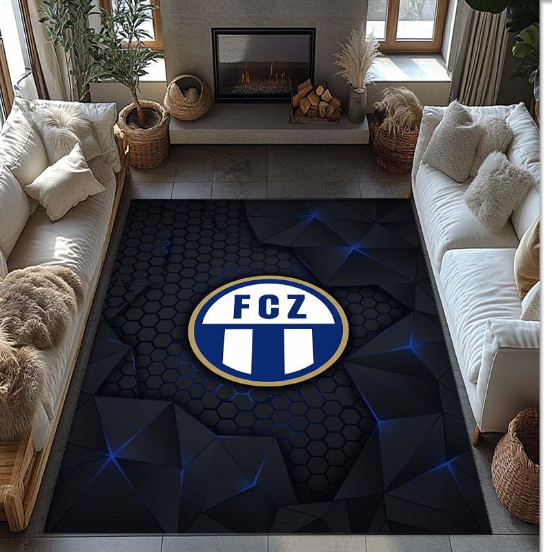 FC Zürich Soccer Football Pattern Soft Area Rug Non Slip Indoor Floor Carpet Sports Decor Mat for Bedroom