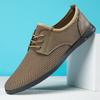 Fashion Breathable Mens Casual Shoes Summer Mesh Flats Handmade Man Sneakers Fashion Lace-Up Walking Shoes Lightweight Driving Footwear