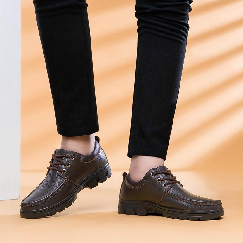Trendy Men's Casual Shoes Simple Men's Retro Genuine Leather Shoes Elegant Formal Commuter Work Shoes