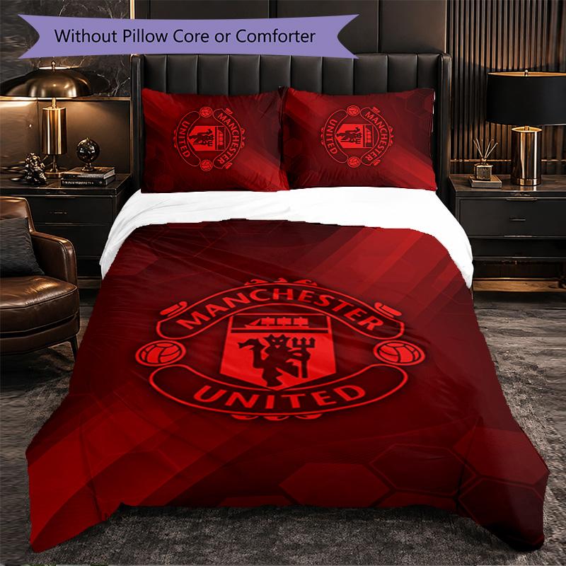 Manchester United Themed Bedding 3Pcs Duvet Cover Set Decorative Bed Linen For Teen Room Home Decoration