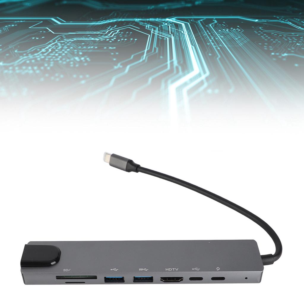 8‑in‑1 Hub Type‑C to HDMI RJ45 PD USB Docking Station Type‑C Hub Splitter Converter Adapter