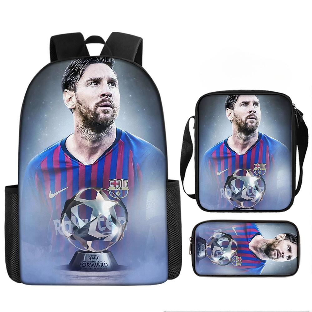 Мультяшный Месси Футбольная Печать Детский Рюкзак на Двойных Плечевых Лямках Для Использования в Школе