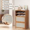 Shoe Rack Organizer Cabinet 7-Tier Bamboo Free Standing Shoe Storage Shelf with Flip-up Doors for Closet Hallway Entryway