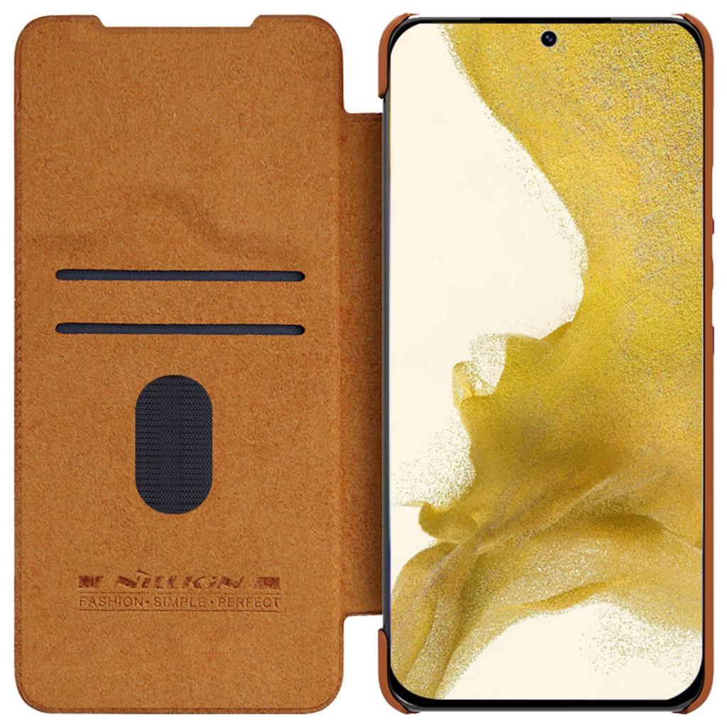 Откидной чехол Nillkin Qin Leather Pro для Samsung Galaxy S23+ с защитой камеры, коричневый