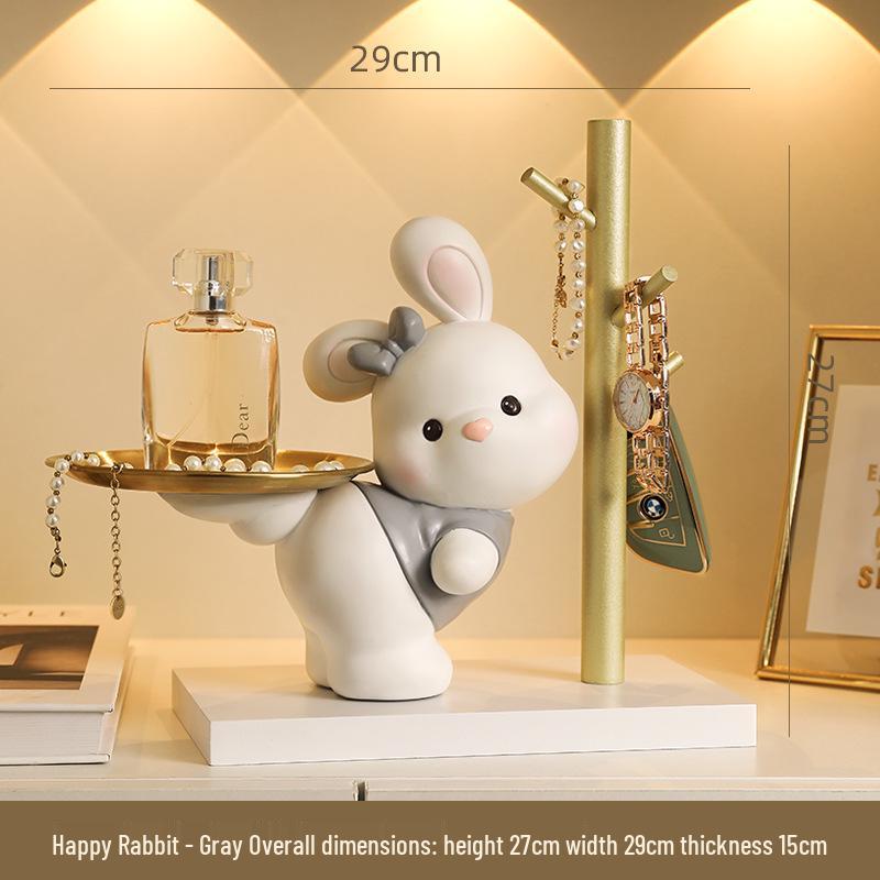 Lucky Cat Resin Craft Key Holder for Home Decor & Children's Room Storage