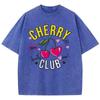 Уличные женские футболки с принтом милых мультяшек Cherry Club, удобные хлопковые оверсайз топы с эффектом потертости