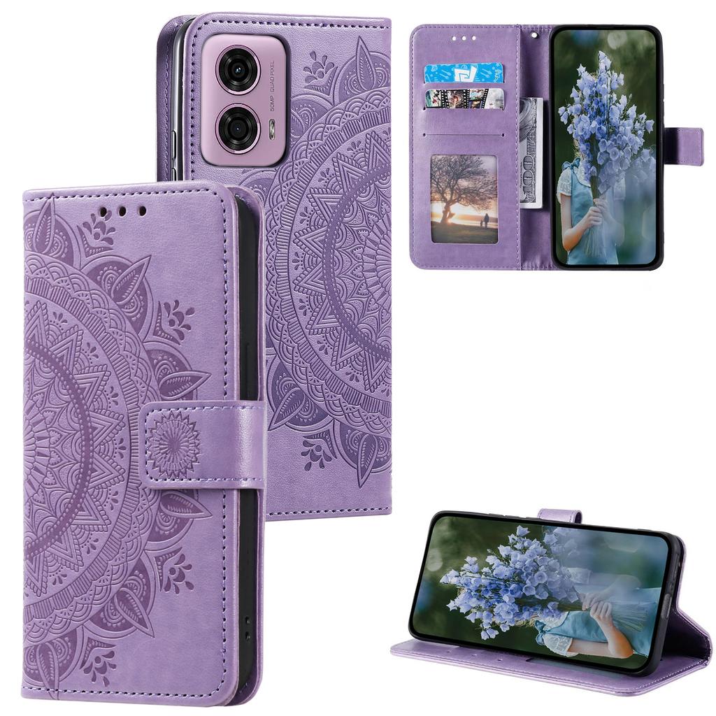 For Motorola Moto E14 4G/G04 4G/G04s 4G/G24 4G Case PU Leather Mandala Pattern Wallet Flip Cover