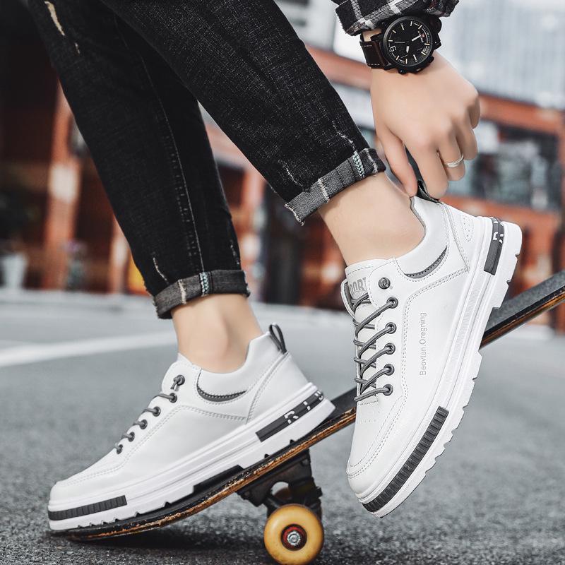 Мужские водонепроницаемые кожаные кроссовки для бега — коллекция весна 2024 г.: Универсальная спортивная и повседневная обувь