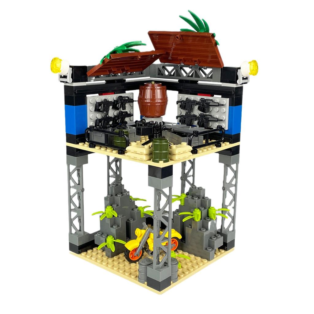 MOC набор военных строительных блоков, разведывательная башня в пустыне, сторожевая башня, человеческий ребенок, солдат, игрушка-мозаика из мелких частиц