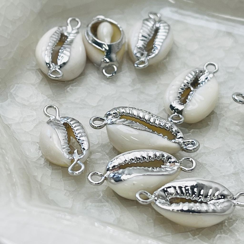 10 шт., Подвески-шармы из белой натуральной ракушки, с серебристым краем из цинкового сплава, для DIY аксессуаров для ожерелья, креативного изготовления ювелирных изделий, женские мужские оптом, подарки для рукоделия