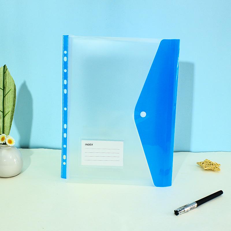 Прозрачный файл-папка A4 на 11 отверстий с кнопкой-застежкой и держателем для карт - Цветной органайзер для документов для студентов