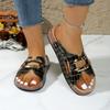 Модные женские шлепанцы Лето 2025 Большой размер Шлепанцы на толстом каблуке Повседневные кожаные уличные сандалии Легкая обувь на платформе Слайды женские