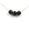 Stones and Minerals. 3-pearl Necklace Emerald from Zambia 8 Mm Stainless Steel Chain.