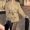 Women's Khaki Trench Coat: Spring/Autumn 2025, British Style, Waist-Slimming Short Coat