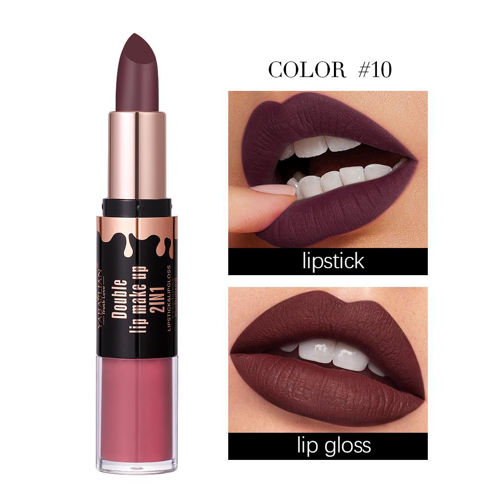 Двухкомпонентная матовая помада для губ с антипригарным покрытием Cup Velvet Mist Lip Glaze 2-в-1 водостойкий стойкий увлажняющий блеск для губ