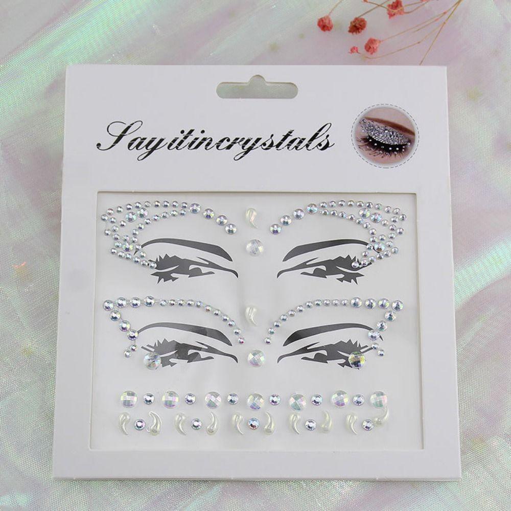 Disposable 3D Face Tattoo Crystal Sticker Fashion Temporary Tattoo Sticker Girls