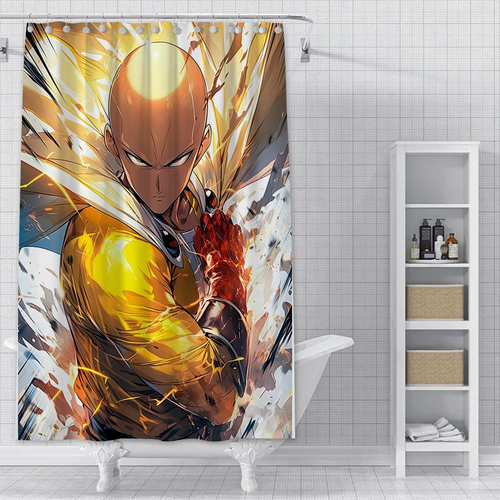 Шторка для душа One Punch Man Водонепроницаемая Полиэстеровая Ткань Красочная Ванная Комната Декор Занавеска С Крючками