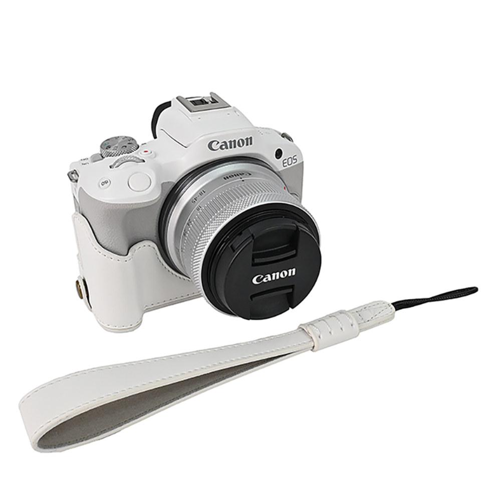 R100 Масло Кожа PU Кожа Чехол Половина Корпуса Камеры для Canon EOS R50 R100 Открытие Батареи Нижняя Крышка