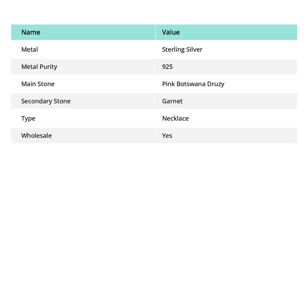 Розовый ботсванский друзовый, гранатовый драгоценный камень ожерелье из стерлингового серебра 925 пробы 18"