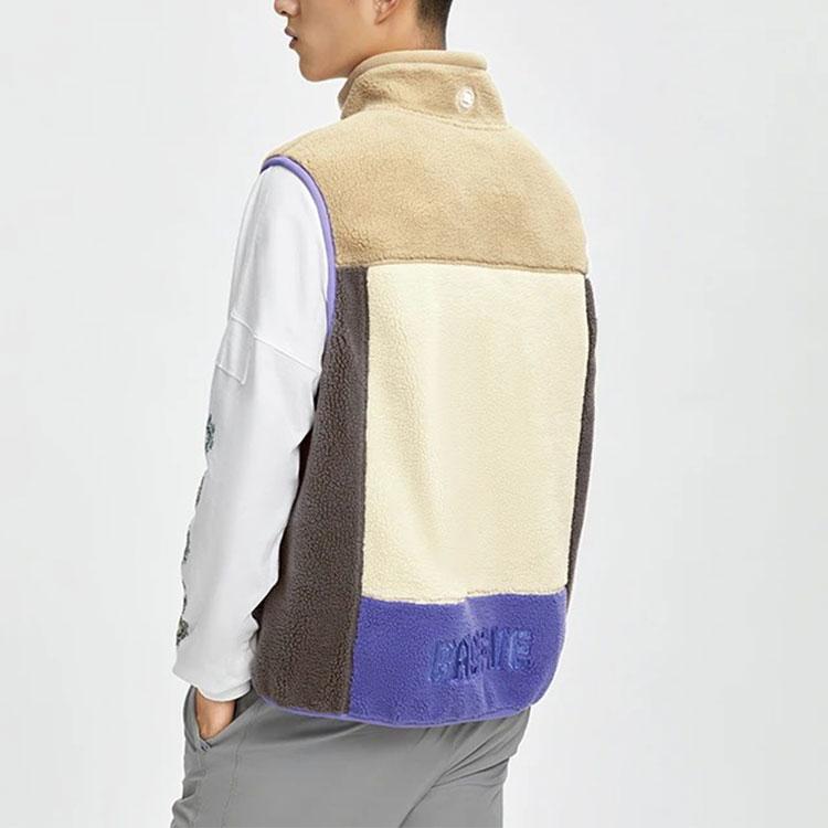 Li Ning Badfive цветной блок флис теплый свободный жилет с воротником-стойкой мужские жилеты хаки AMDR045-2