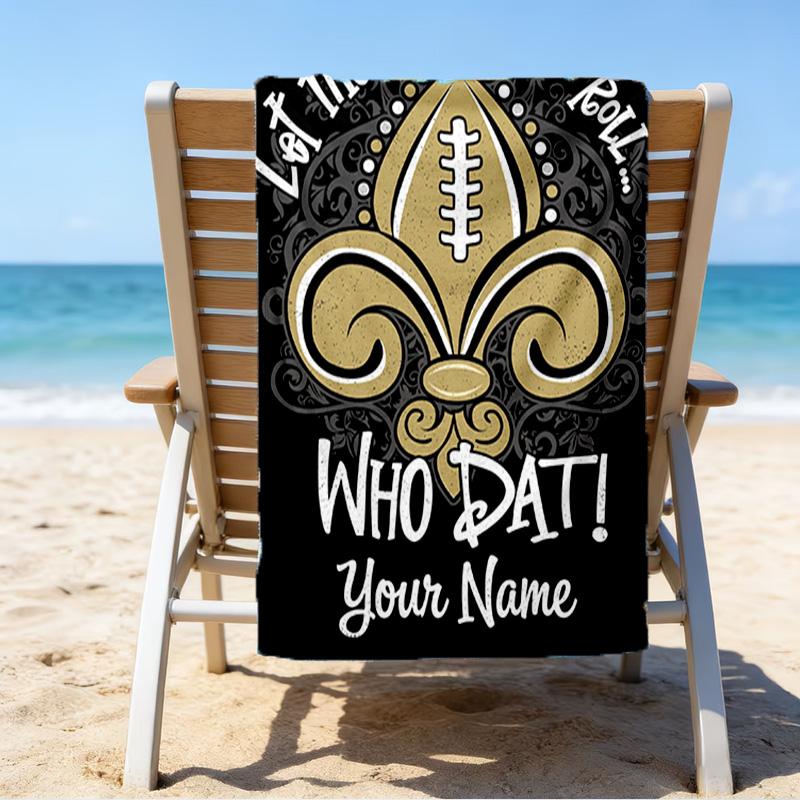 Custom Name Beach Towel Believe Saint Beach Towel, Soft Microfiber, Gift for Her/Him, Birthday, for Pool, Beach, Travel, Fan gifts