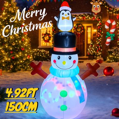 4.92 фута Гигантский Надувной Снеговик Пингвин Игрушка Рождественское Украшение Двора Праздничный Подарок Светодиодная Подсветка Рождественские Принадлежности Домашний Декор Украшение