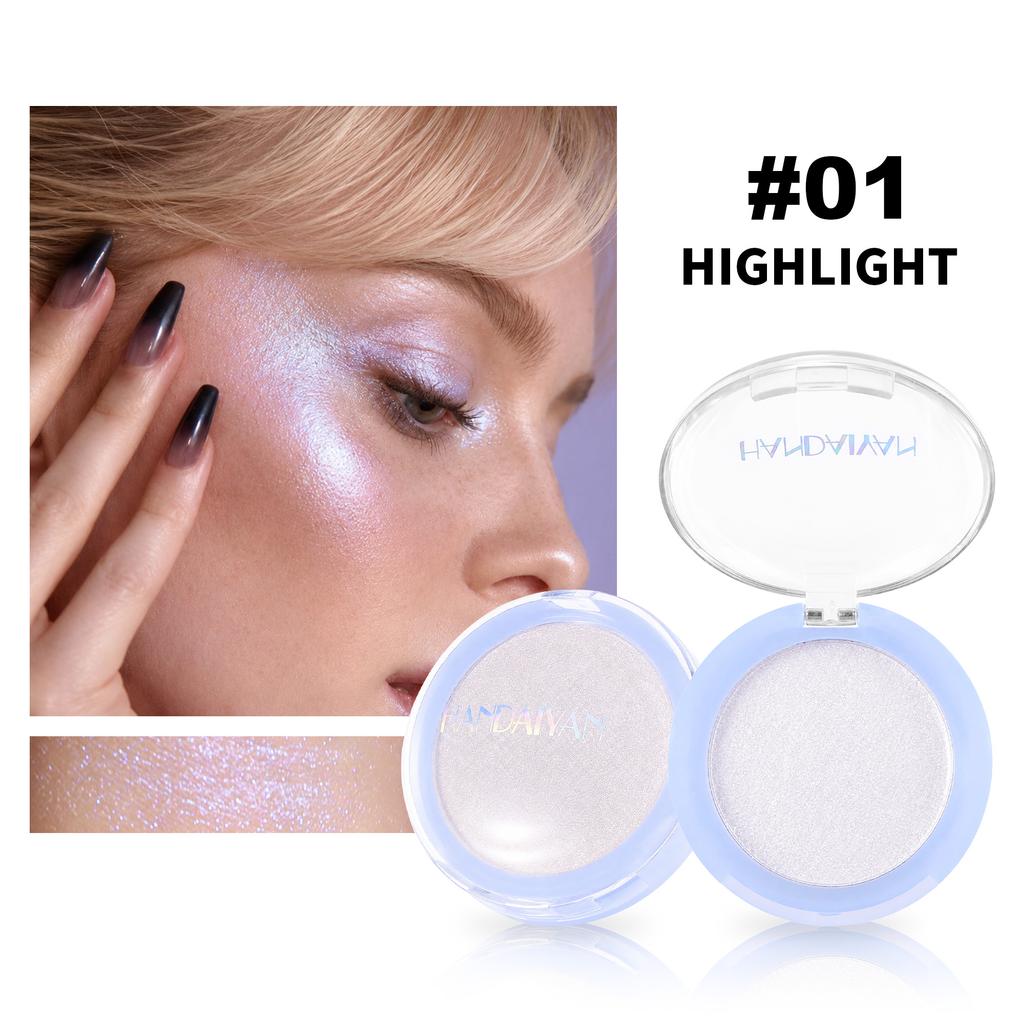 HANDAIYAN Румяна и хайлайтер: Aura Dreamlight Пудра для макияжа 2-в-1 с 6 оттенками, маслянистая, высокопигментированная и стойкая, 5 г