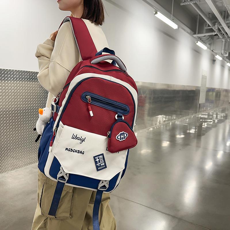 Школьный рюкзак для средней школы, женский, большой емкости, цветной мужской рюкзак для компьютера с кошельком для монет