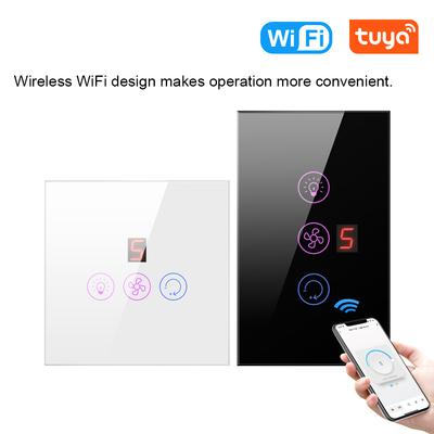 Tuya WiFi интеллектуальный сенсорный экран вентилятор переключатель света регулируемая скорость вентилятора переключатель света мобильный телефон