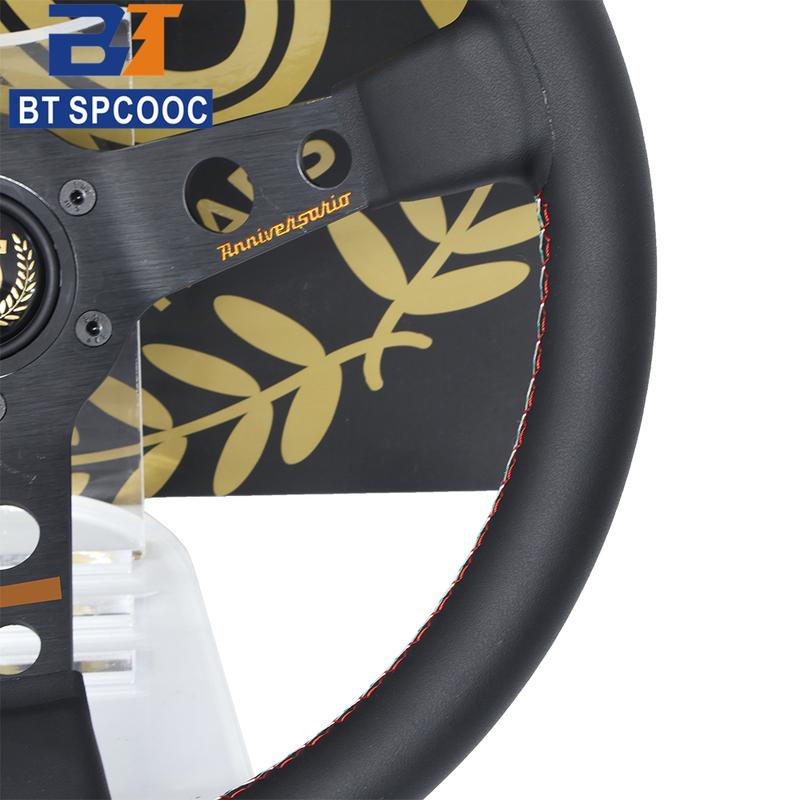 MO 60th anniversary genuine leather steering wheel 14 inch concave racing universal cone steering wheel