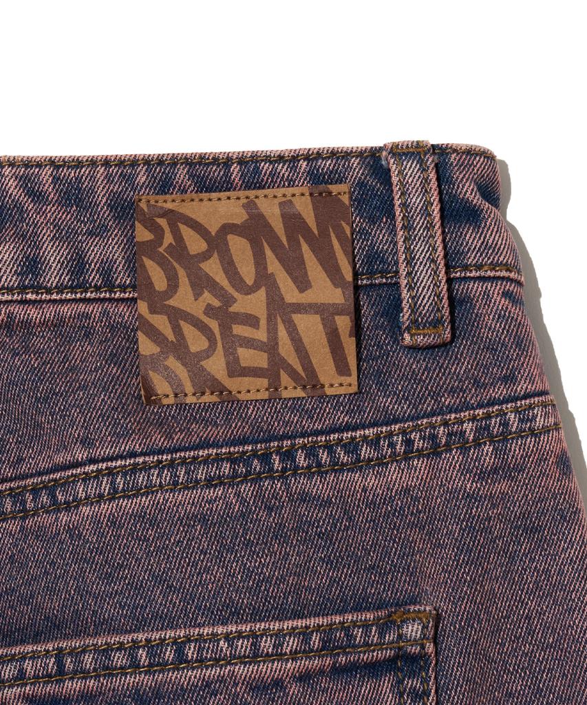 BROWNBREATH Hinder Post Wide Denim Pants - Purple
