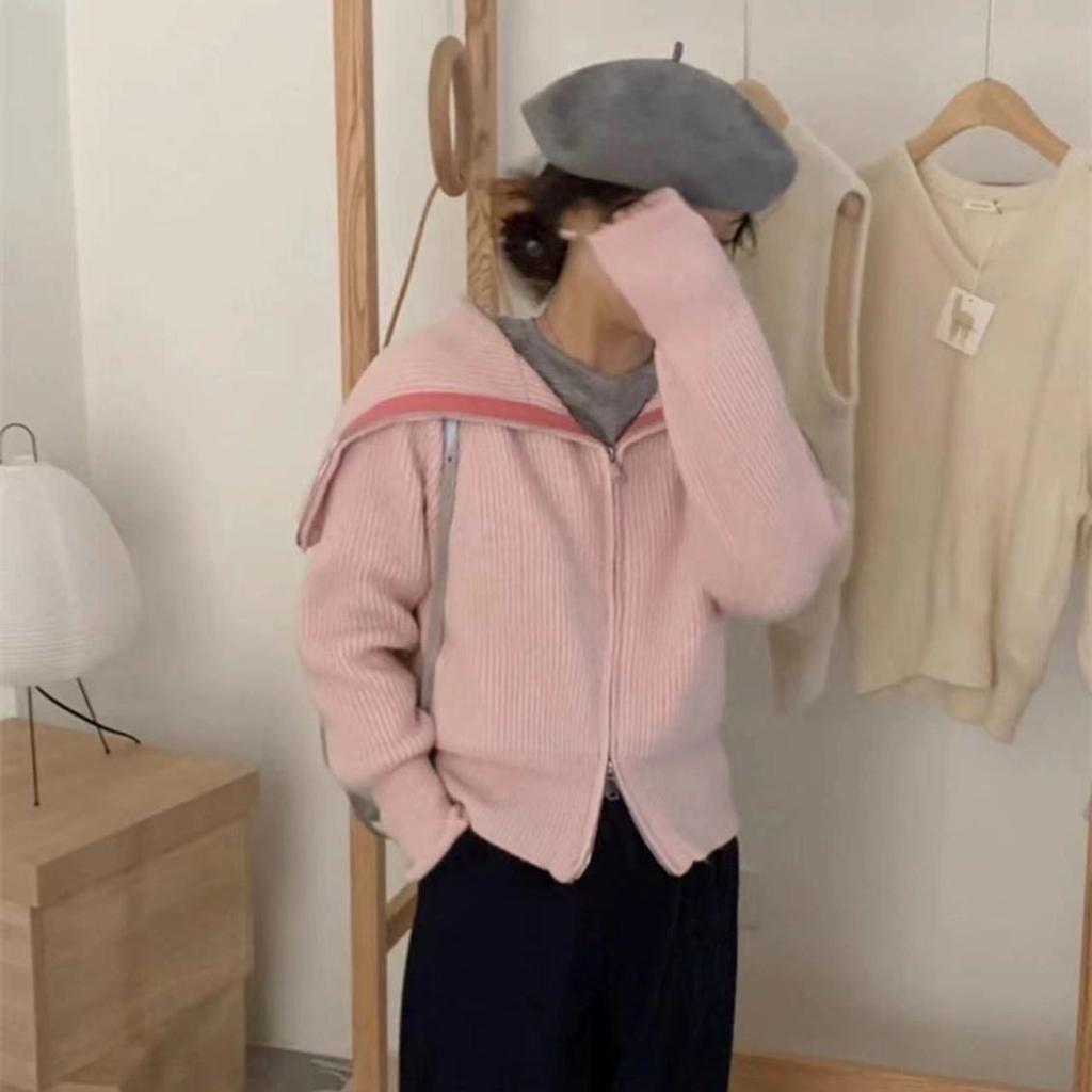 Женский свитер Design Sense с вырезом поло и молнией, кардиган, осень 2023, осень с длинными рукавами, трикотаж, свитер, кардиган, женские топы