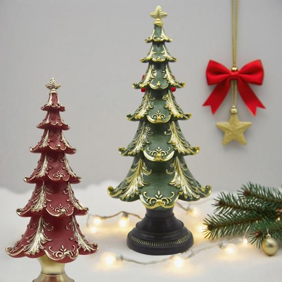 Рождественская елка Фигурка Елки Рождественское украшение Смола Снежный Настольный декор Элегантный Праздник