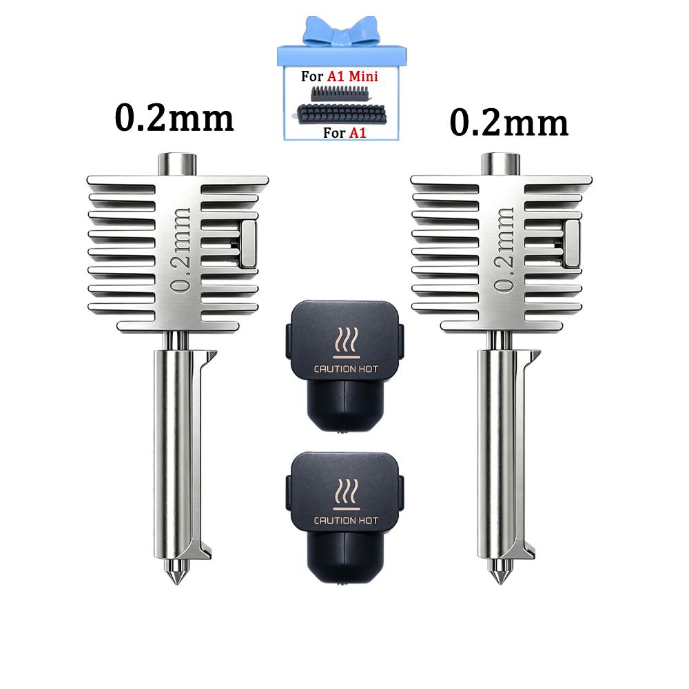 Hotend Kit For Bambu Lab A2L/A1/A1 Mini Hot End Assembly 0.2/0.4/0.6/0.8mm Hardened Steel One-Piece Nozzle For A1 3D Printer