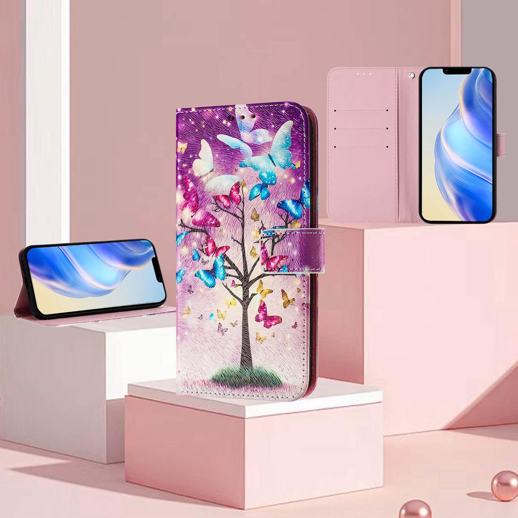 Butterfly Tree Luxury Painted Leather Case Wallet Book Style Cover for Oppo A72/A52/A92 4G,A36 4G,Reno 8/9,Realme 8/9/10/11/12...
