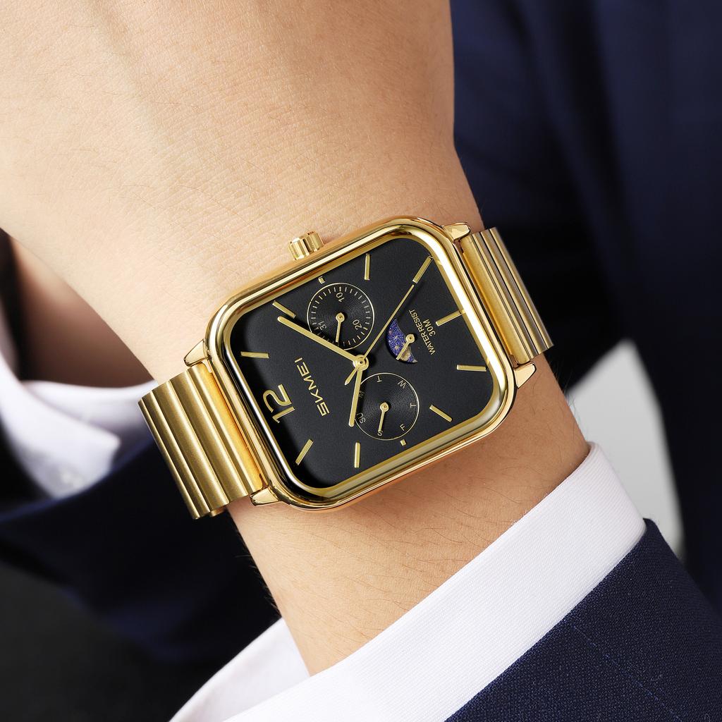 Модные водонепроницаемые наручные часы с отображением времени, деловые часы с кварцевым механизмом для мужчин и женщин, часы для платья, квадратный циферблат