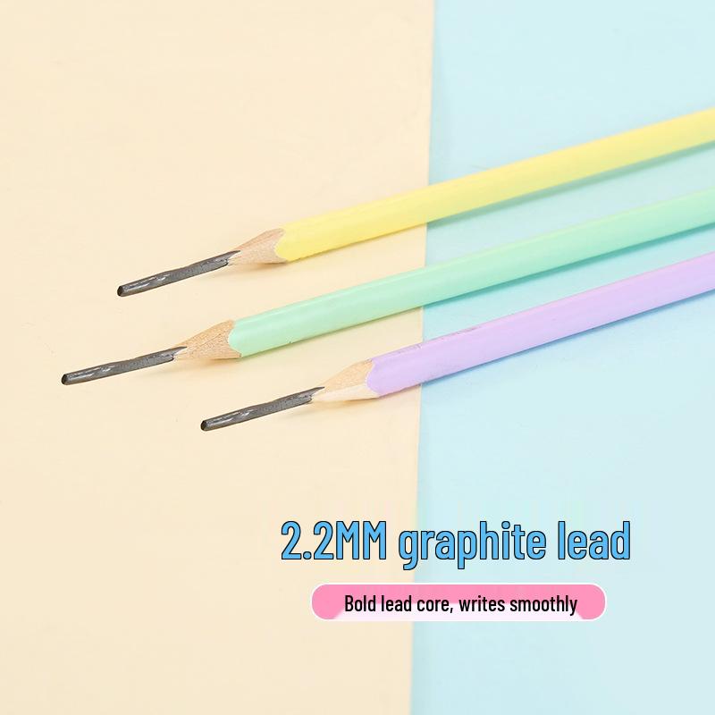 Triangular Macaron HB Pencils: Glossy Basswood with Eraser, Laser-Engraved Colored Lead