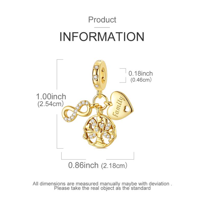 Медный Позолоченный Шарм Дерево Жизни Браслет-бант Серия Шармы Бусины Подходят для Оригинальных Браслетов Маркировка DIY Ювелирные Изделия