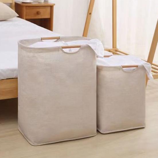 Yousheng Laundry Hamper Storage Basket with Bamboo Handle Foldable Design Large Capacity Waterproof Fabric Clothes Hamper Laundry Basket